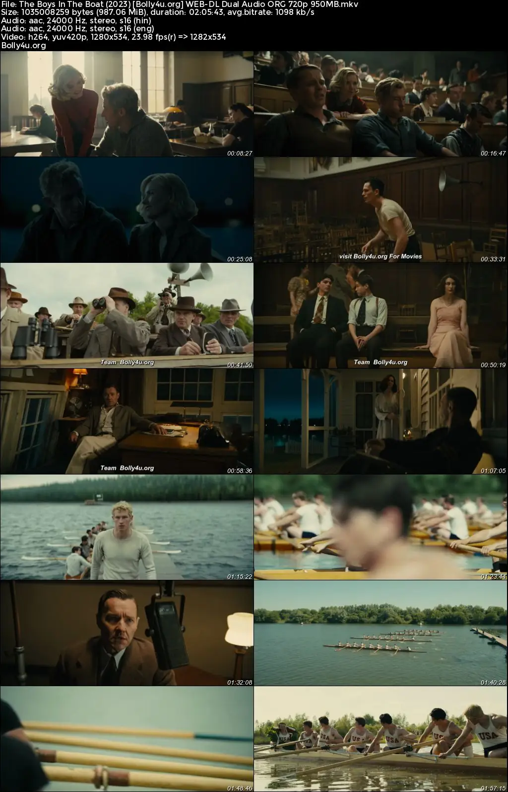 The Boys In The Boat 2023 WEB-DL Hindi Dual Audio ORG Full Movie Download 1080p  720p  480p