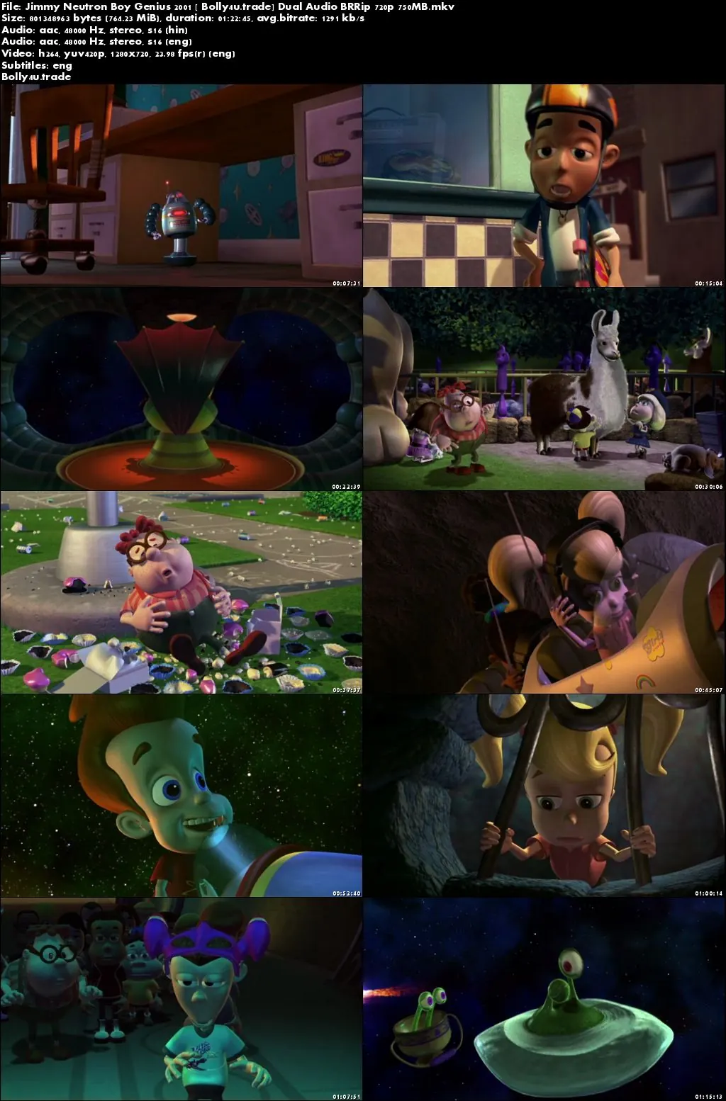 Jimmy Neutron Boy Genius 2001 BRRip 280Mb Hindi Dual Audio 480p Download
