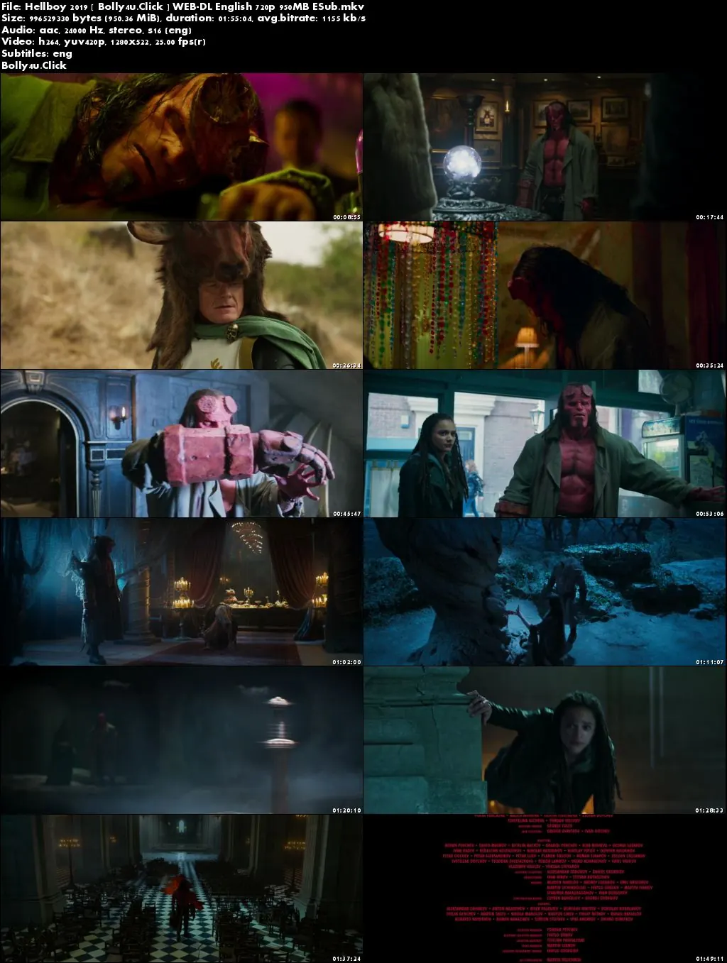 Hellboy 2019 WEB-DL 950MB English 720p ESub Download
