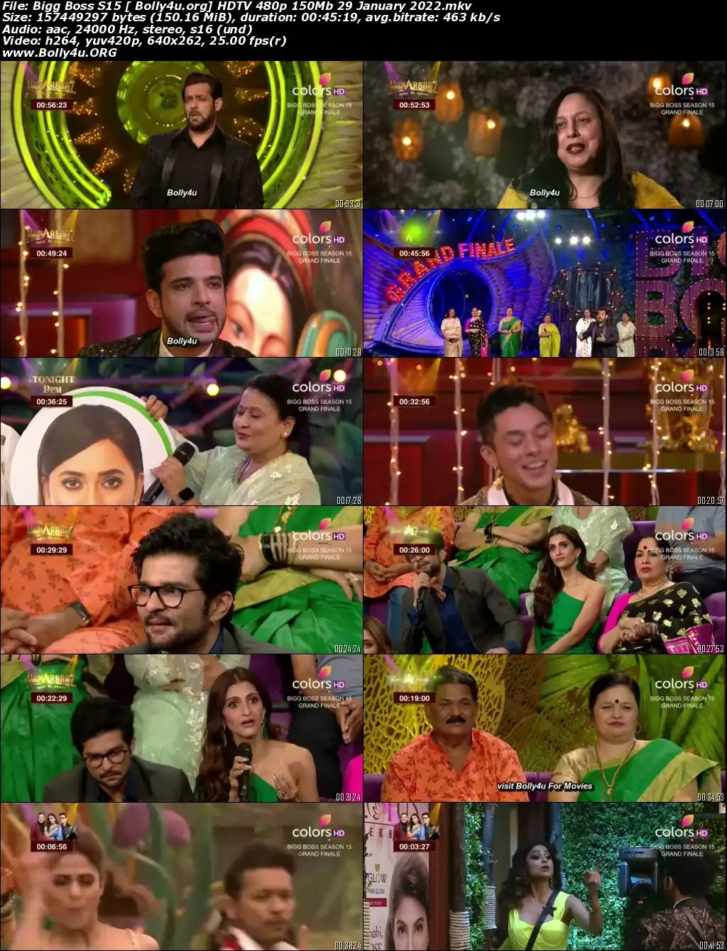 Bigg Boss S15 HDTV 480p 150Mb 29 January 2022 Download