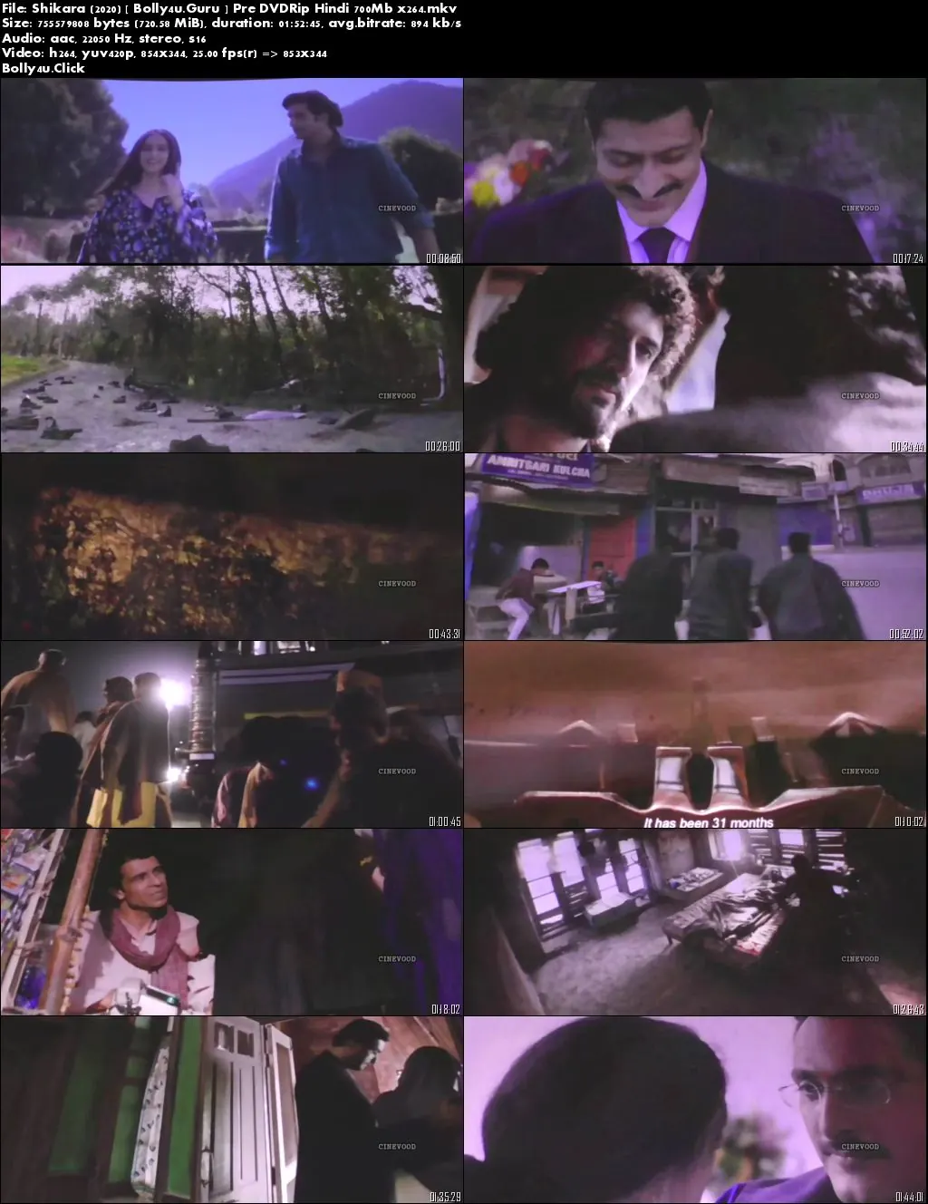 Shikara 2020 Pre DVDRip 300Mb Full Hindi Movie Download 480p