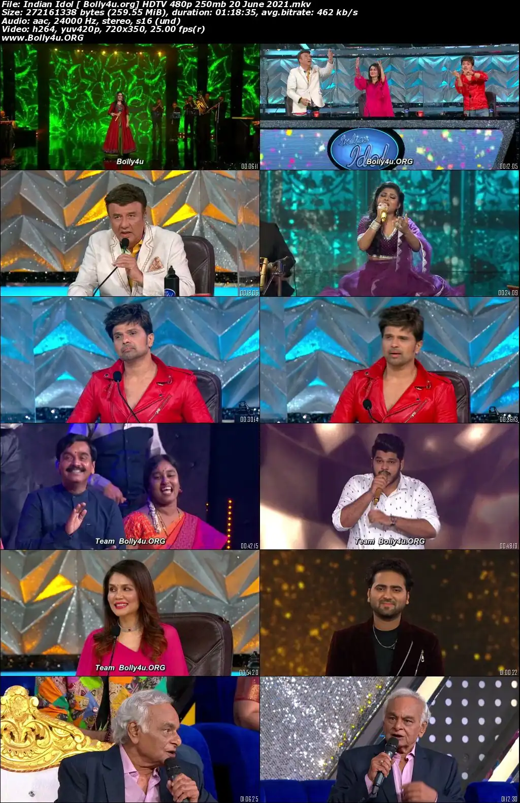 Indian Idol HDTV 480p 250mb 20 June 2021 Download