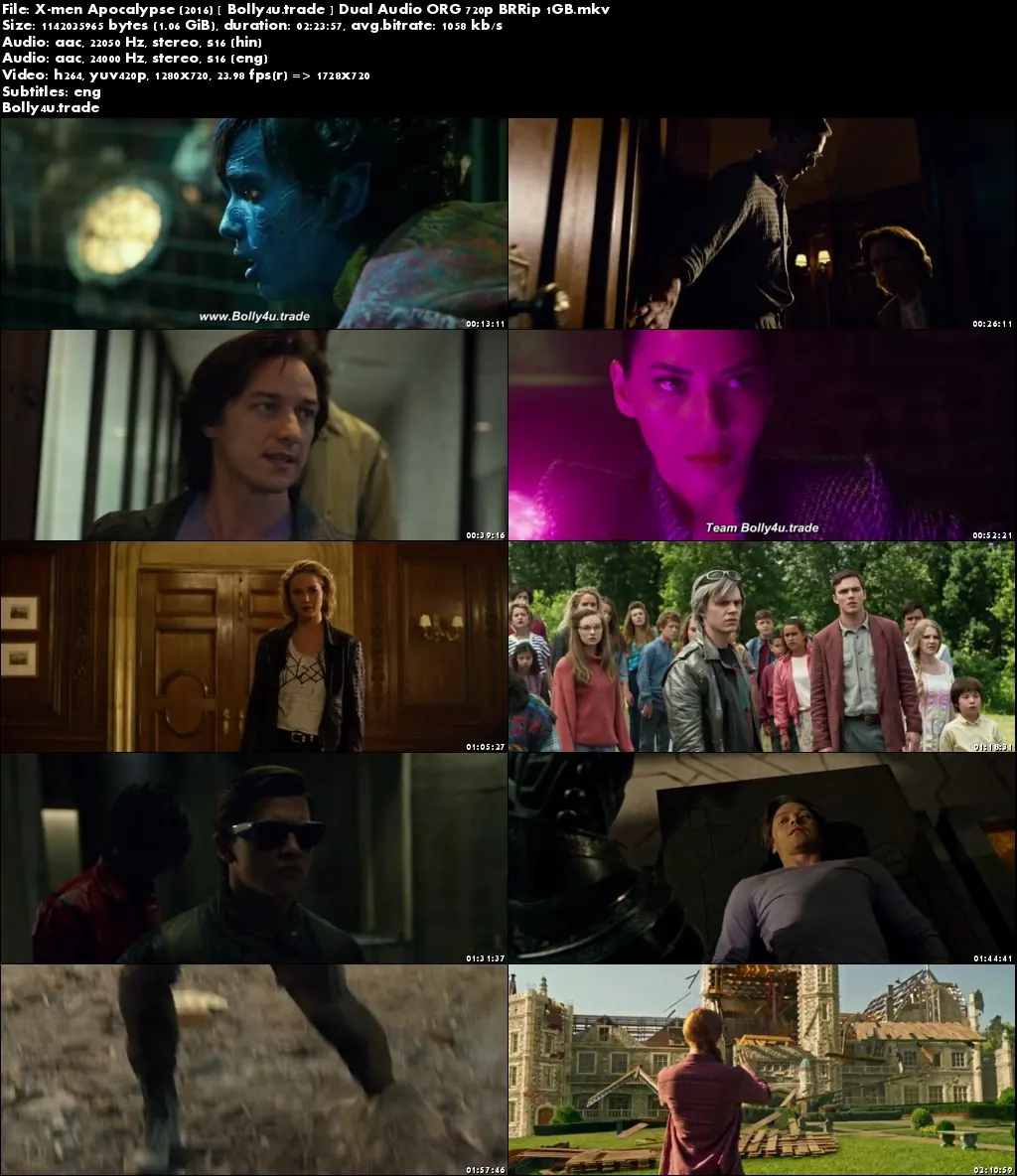 X-Men Apocalypse 2016 BluRay 450MB Hindi Dual Audio ORG 480p ESub Download