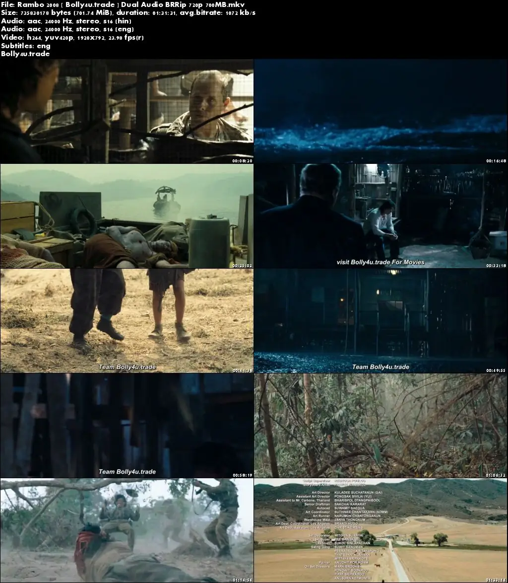 Rambo 2008 BluRay 700Mb Hindi Dual Audio 720p ESub Download