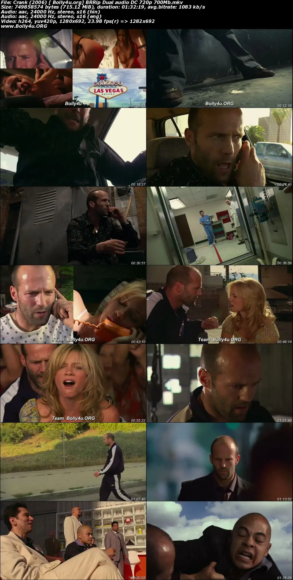 Crank 2006 BRRip 300Mb Hindi Dual Audio DC 480p Download