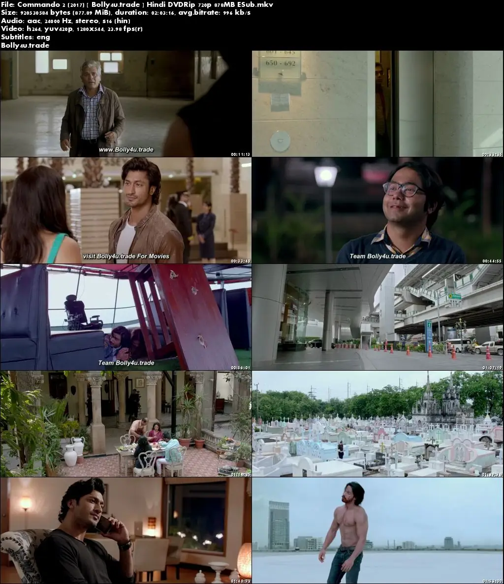 Commando 2 2017 DVDRip 850Mb Full Hindi Movie Download 720p ESub