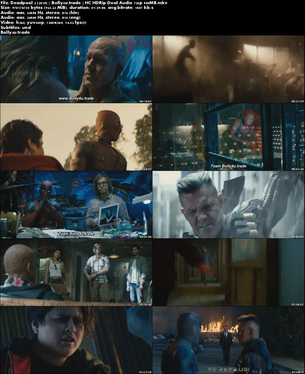Deadpool 2 2018 HC HDRip 400MB Hindi Dubbed Dual Audio 480p Download
