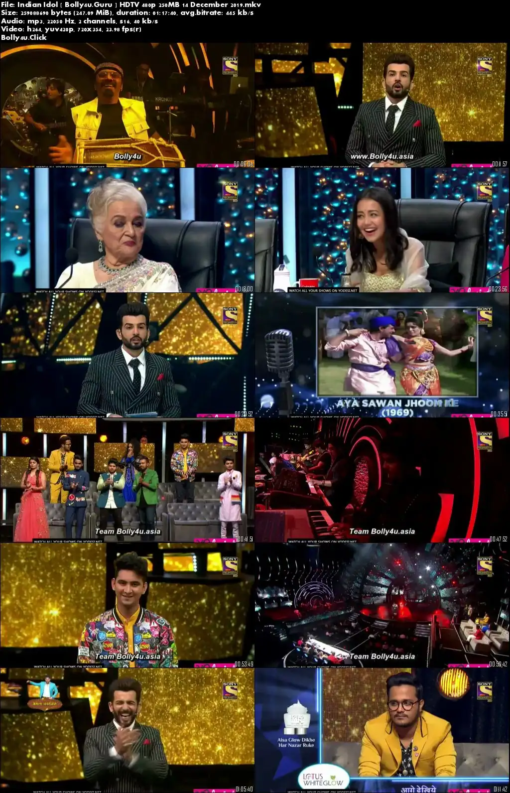 Indian Idol HDTV 480p 250MB 14 December 2019 Download
