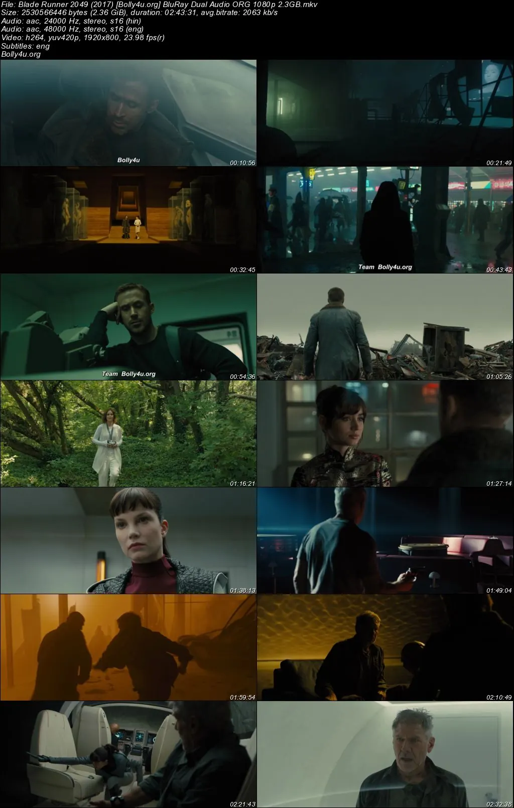 Blade Runner 2049 2017 BluRay Hindi Dual Audio ORG Full Movie Download 1080p  720p  480p
