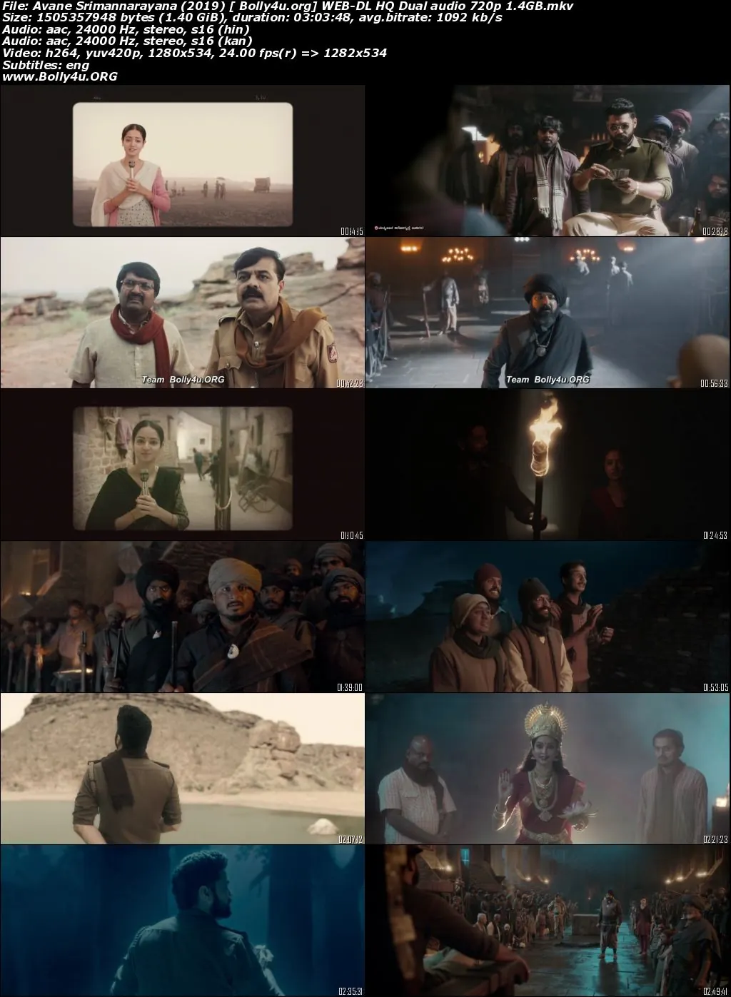 Avane Srimannarayana 2019 WEB-DL UNCUT HQ Hindi Dual Audio 720p Download