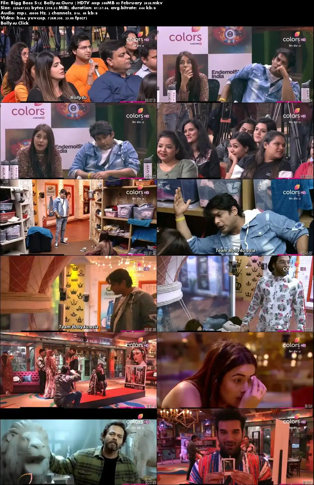 Bigg Boss S13 HDTV 480p 300MB 05 February 2020 Download