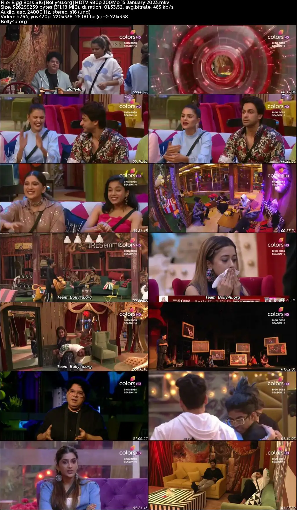 Bigg Boss S16 HDTV 480p 300Mb 15 January 2023 Download