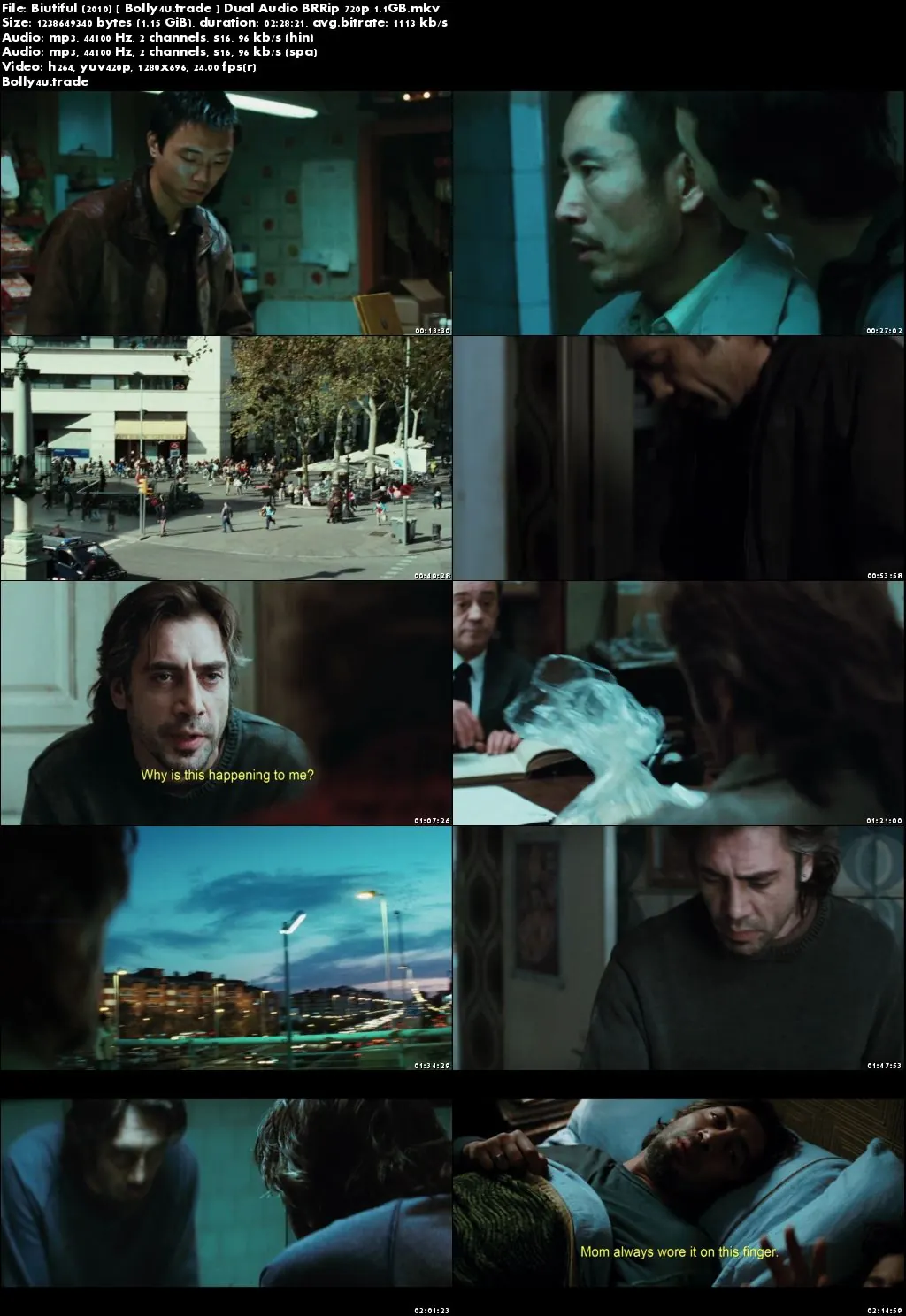 Biutiful 2010 BRRip 450MB Hindi Dubbed Dual Audio 480p Download