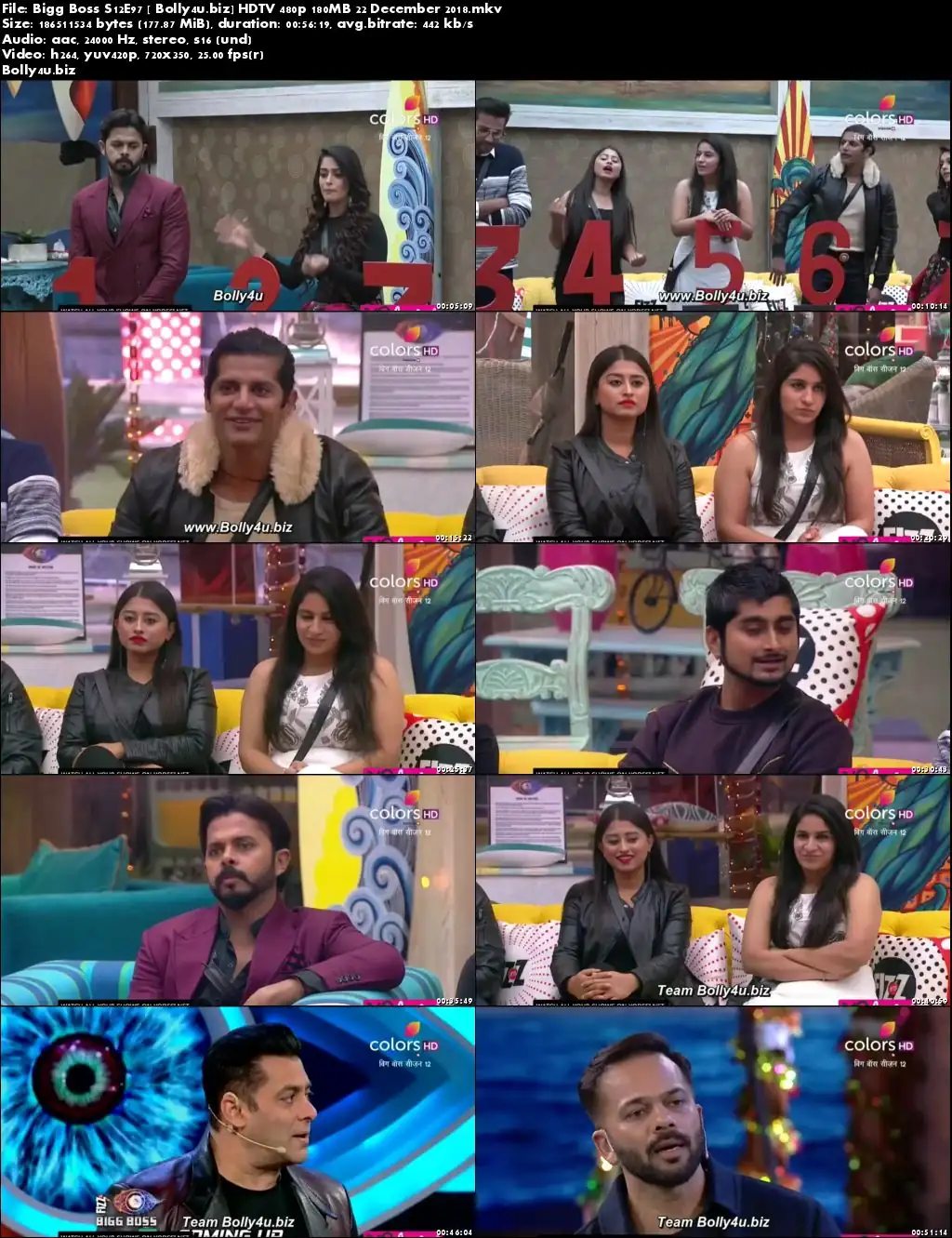 Bigg Boss S12E97 HDTV 480p 180MB 22 December 2018 Download