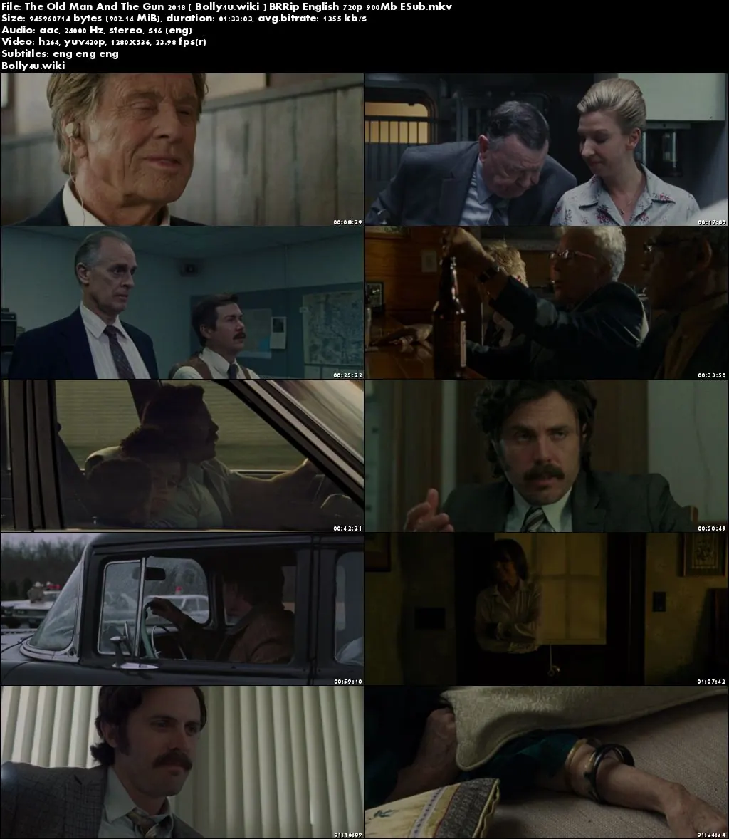 The Old Man And The Gun 2018 BRRip 900Mb English 720p ESub Download