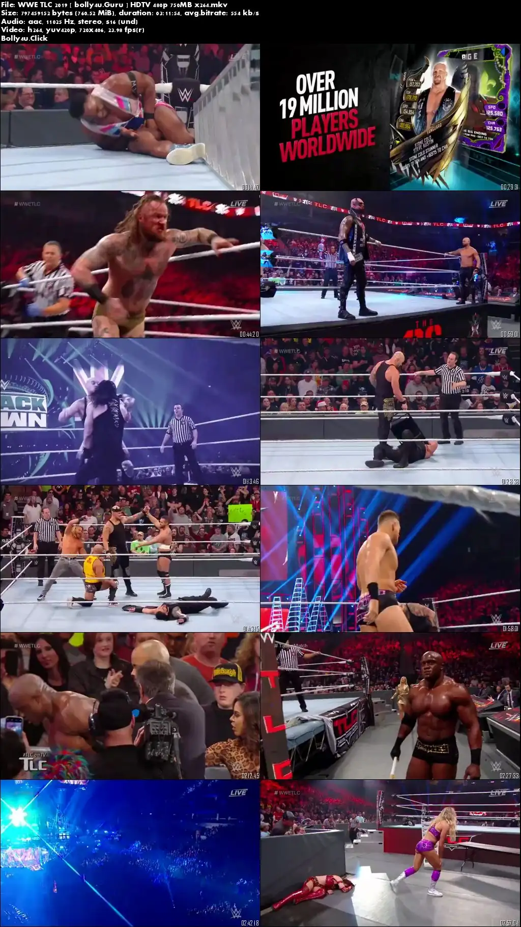 WWE TLC 2019 PPV HDTV 480p 750MB x264 Download