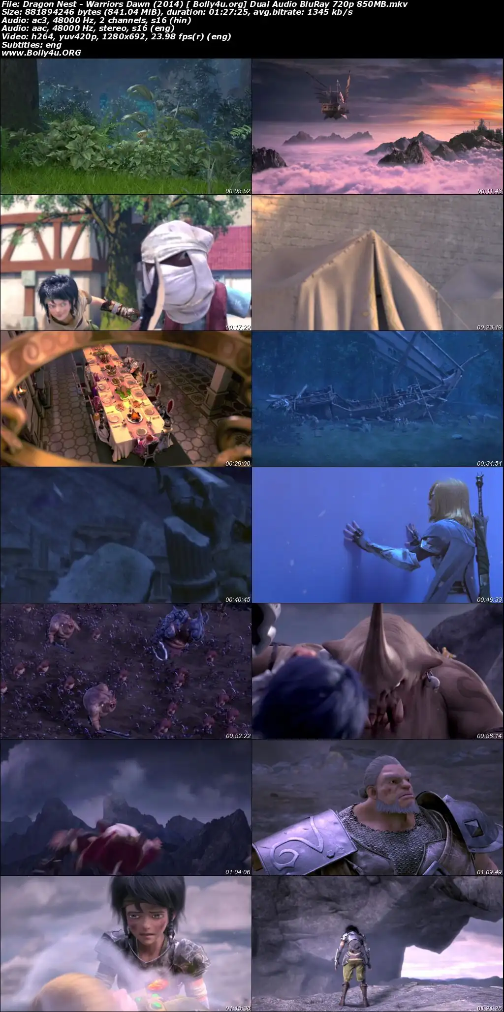 Dragon Nest Warriors Dawn 2014 BluRay 850Mb Hindi Dual Audio 720p Download