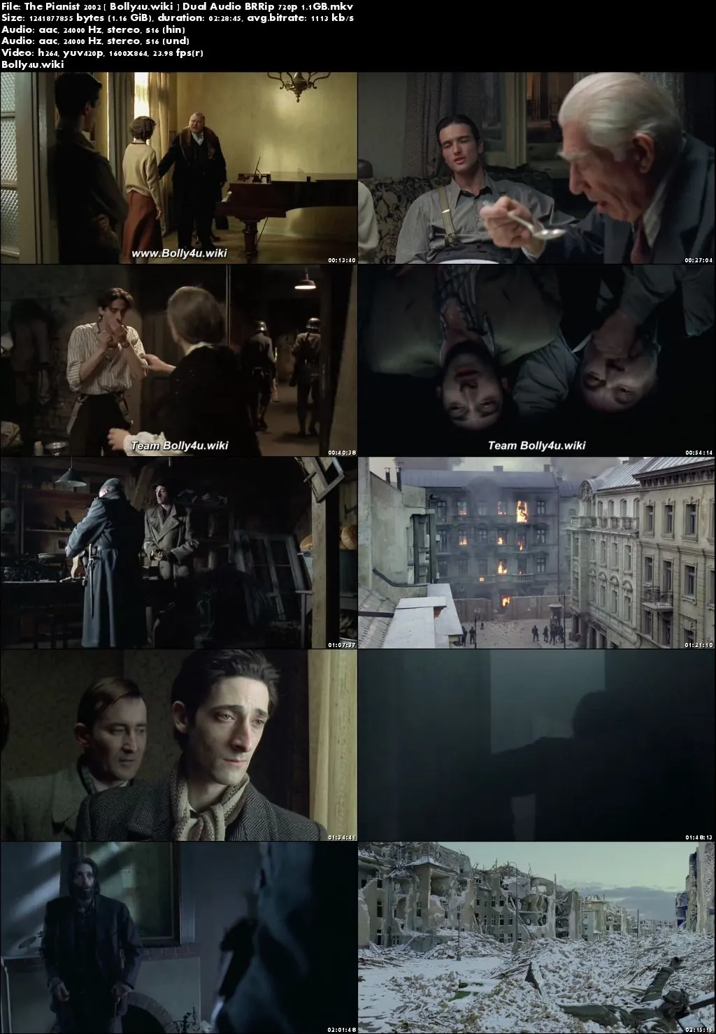 The Pianist 2002 BRRip 1GB Hindi Dual Audio 720p Download
