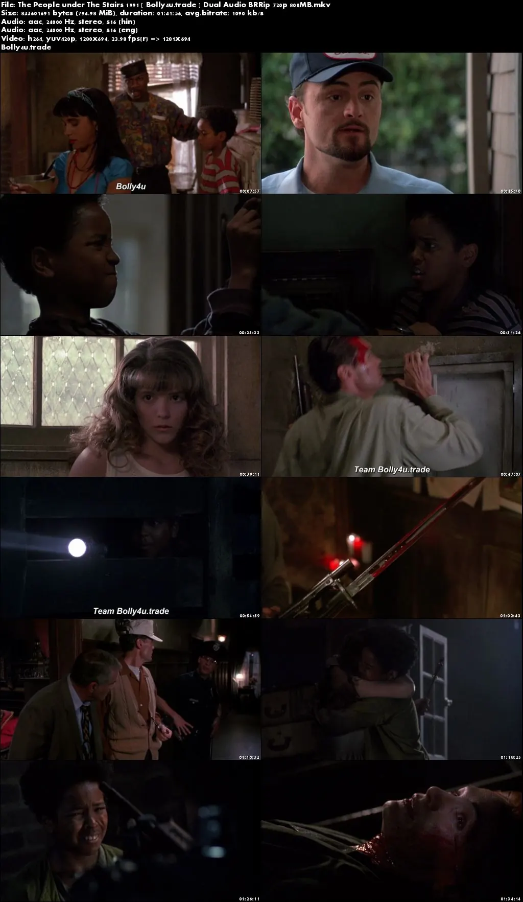The People Under The Stairs 1991 BRRip 350MB Hindi Dual Audio 480p Download