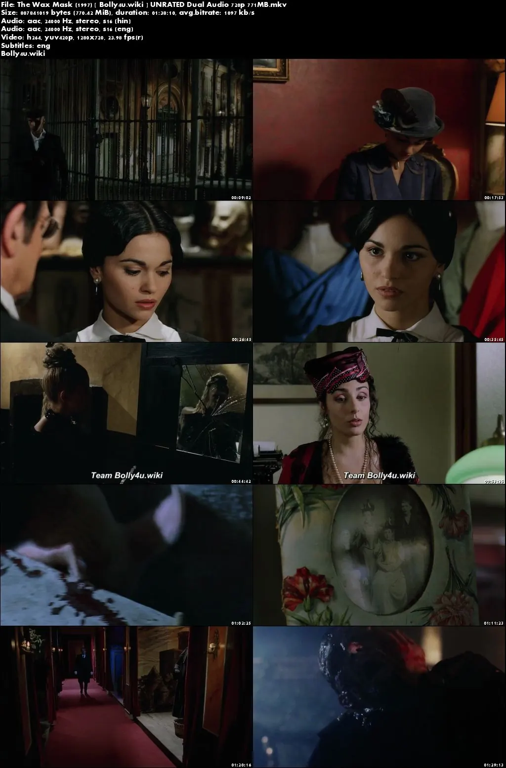 The Wax Mask 1997 BRRip 300MB UNRATED Hindi Dual Audio 480p Download