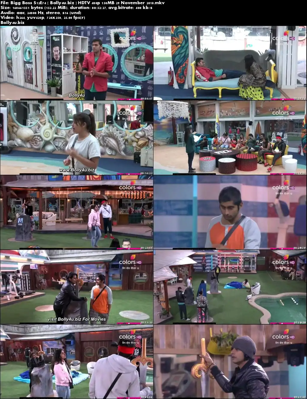 Bigg Boss S12E74 HDTV 480p 150MB 29 November 2018 Download