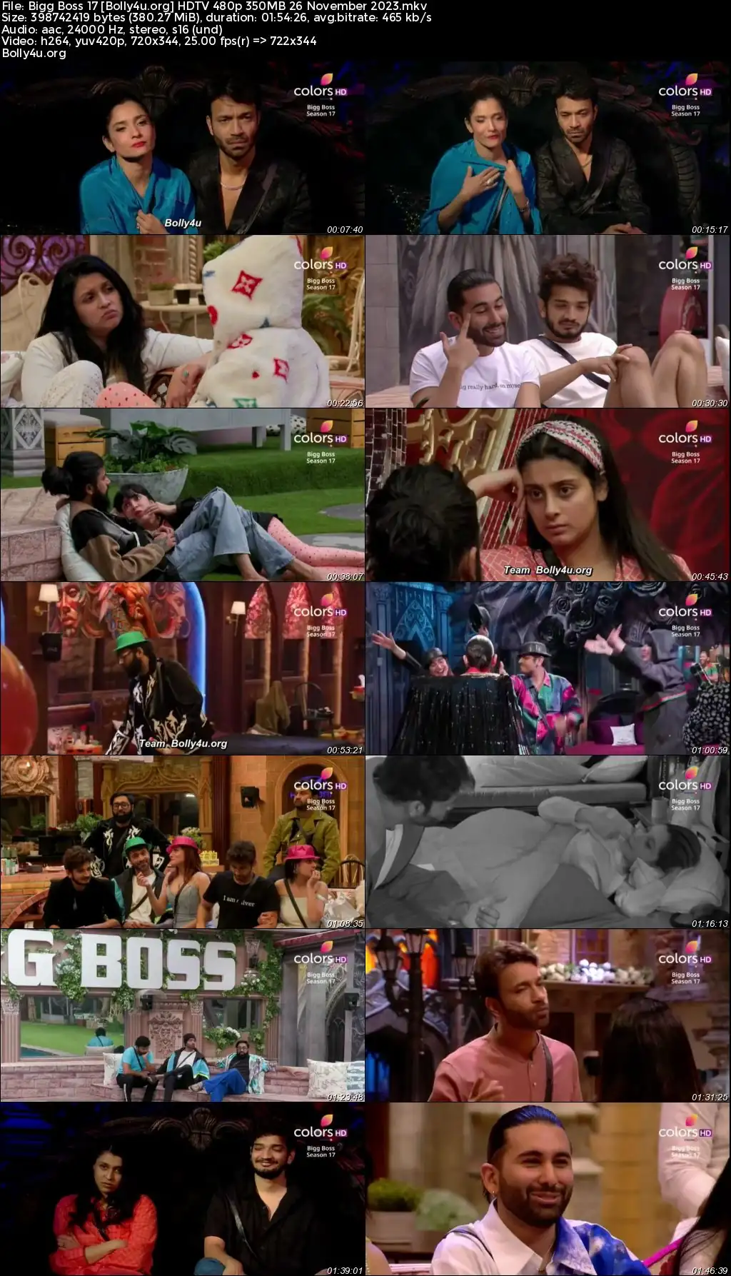 Bigg Boss 17 HDTV 480p 300MB 26 November 2023 Download