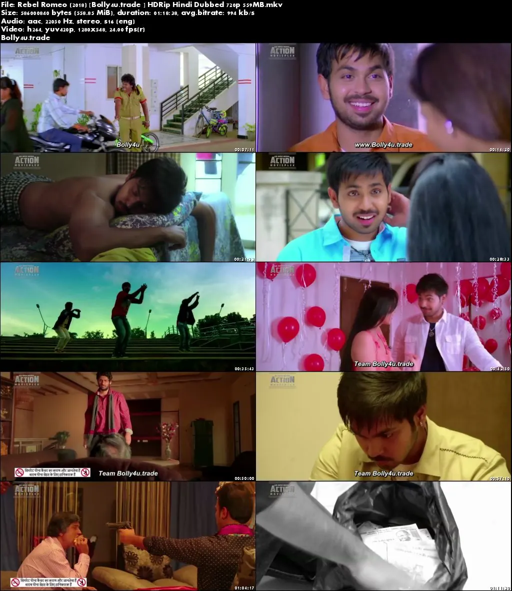 Rebel Romeo 2018 HDRip 550MB Hindi Dubbed 720p Download