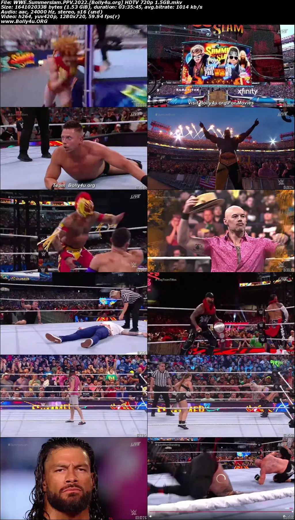 WWE Summerslam PPV HDTV 720p 480p Download