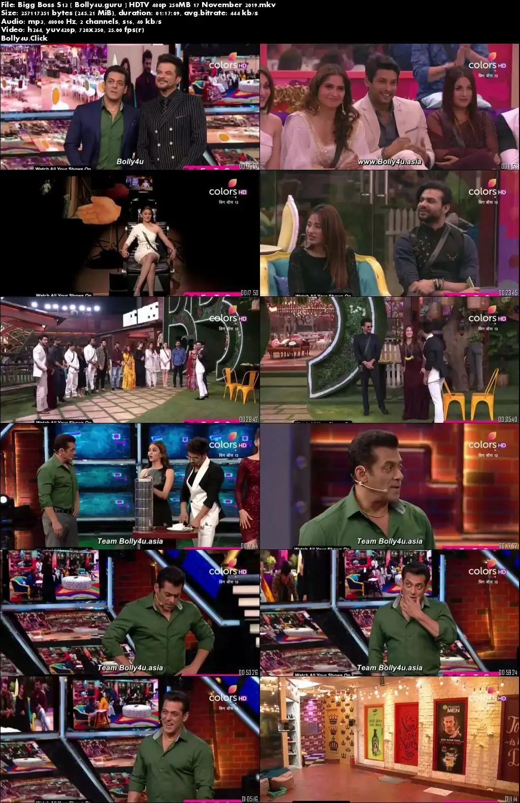 Bigg Boss S13 HDTV 480p 250MB 17 November 2019 Download