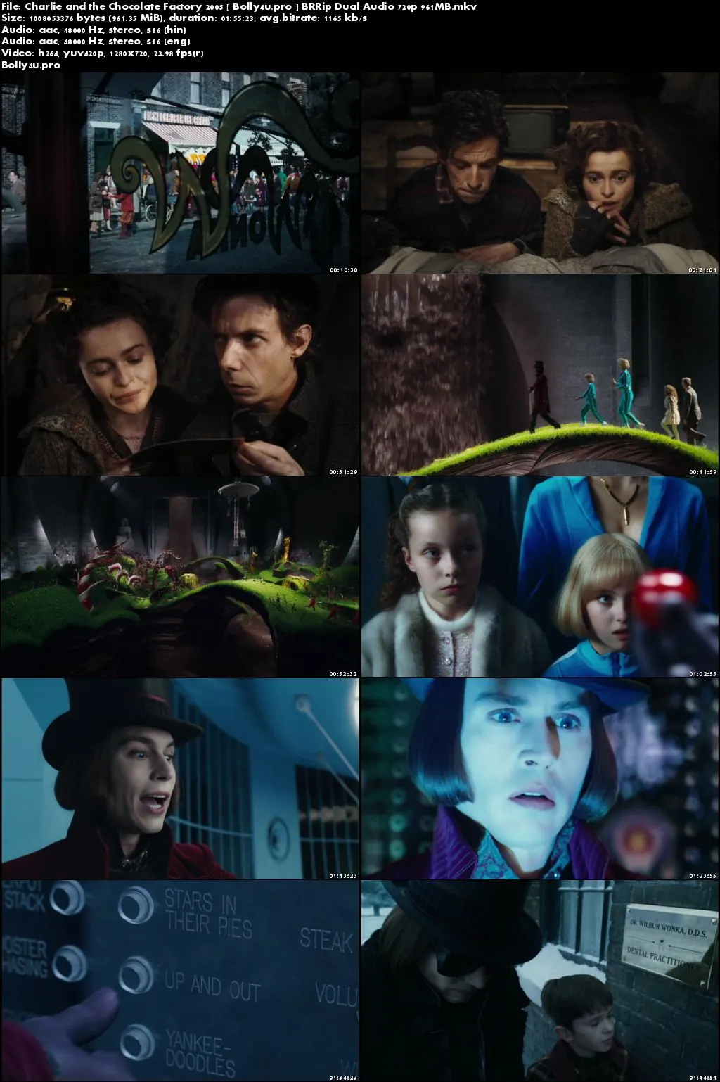 Charlie and the Chocolate Factory 2005 BluRay 950Mb Hindi Dual Audio 720p Download