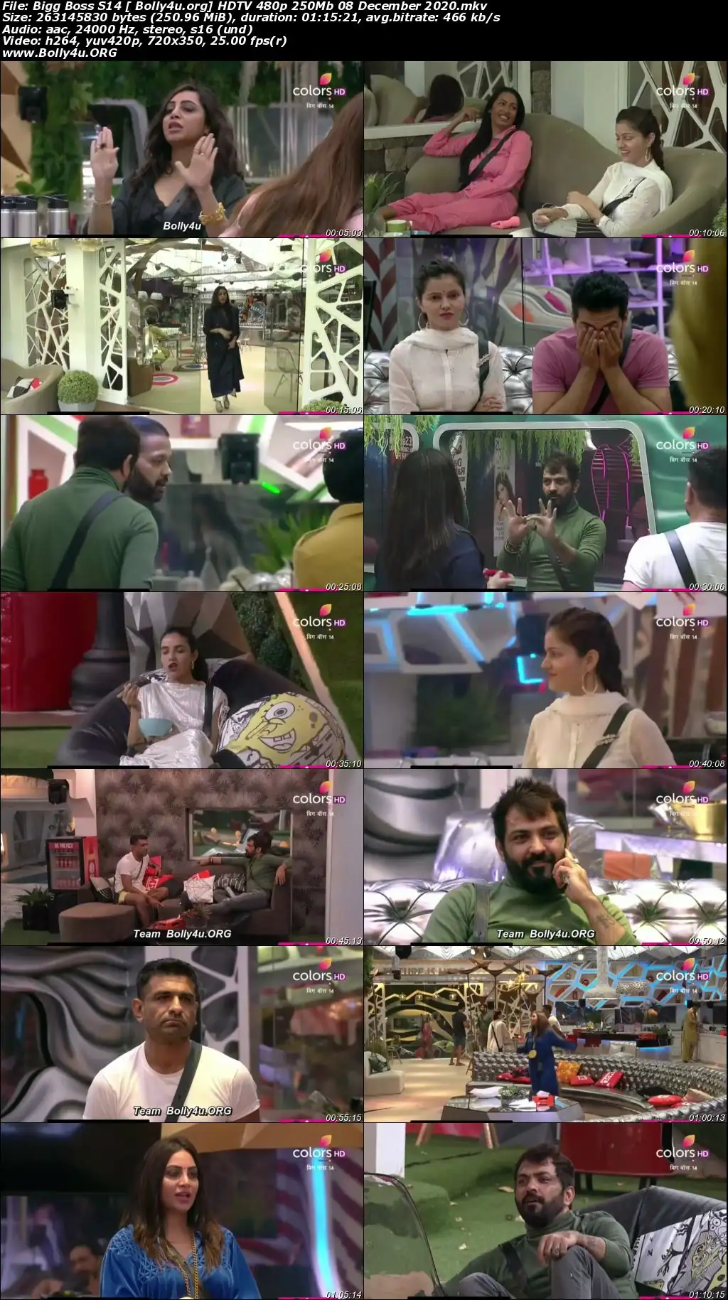 Bigg Boss S14 HDTV 480p 250Mb 08 December 2020 Download