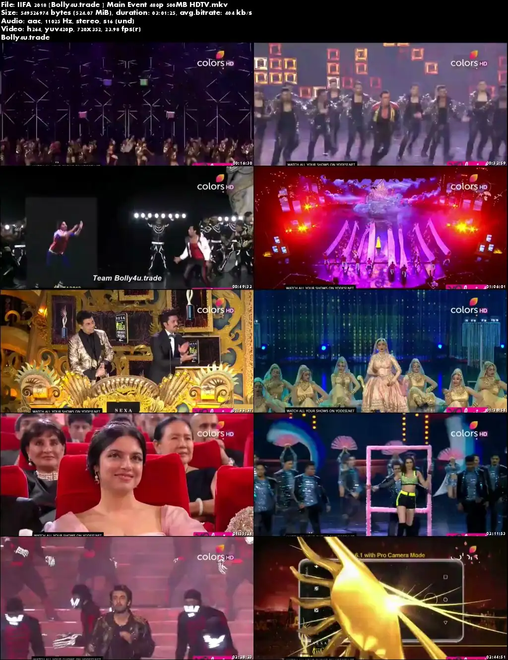 IIFA 2018 HDTV 500MB 480p Main Event Download