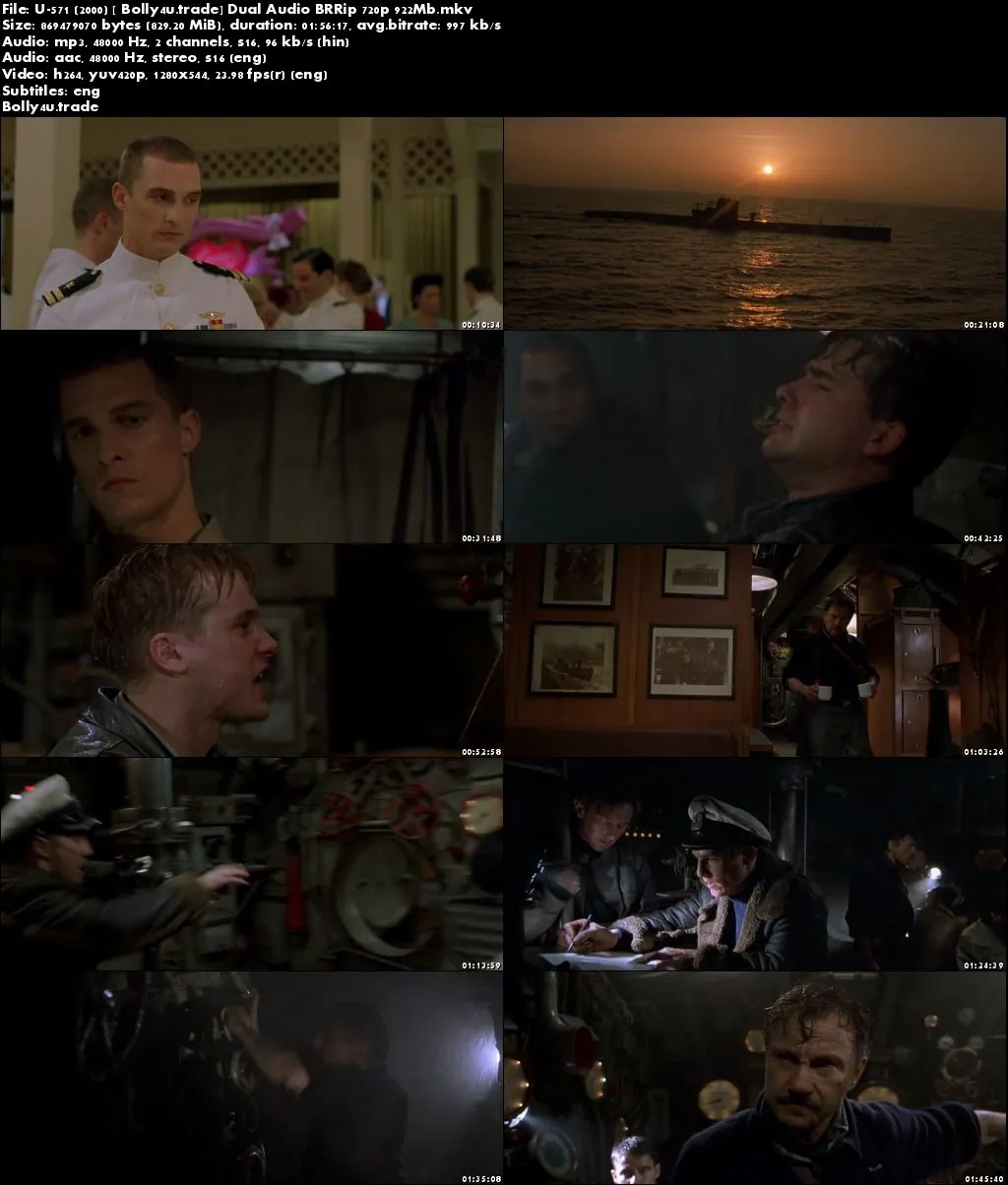 U-571 (2000) BluRay 350Mb Hindi Dual Audio 480p ESub Download