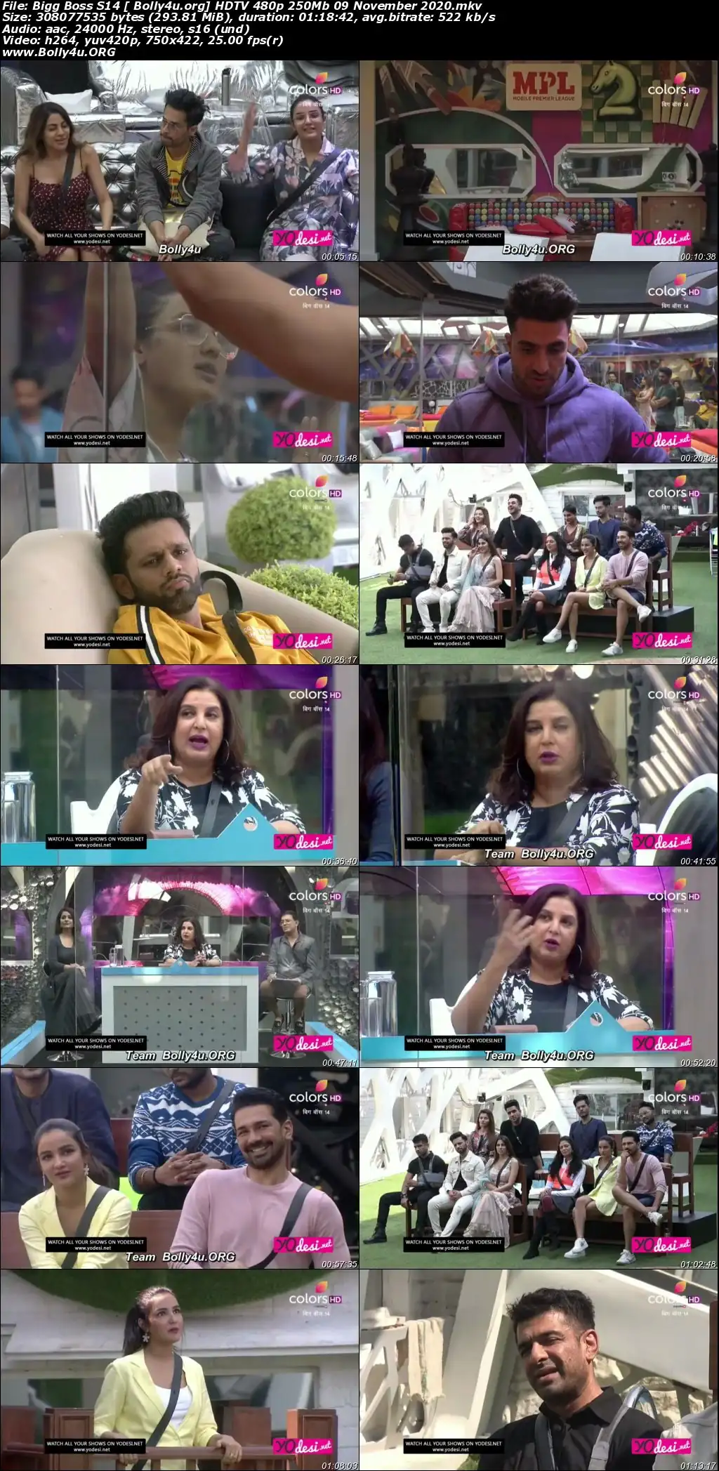 Bigg Boss S14 HDTV 480p 250Mb 09 November 2020 Download