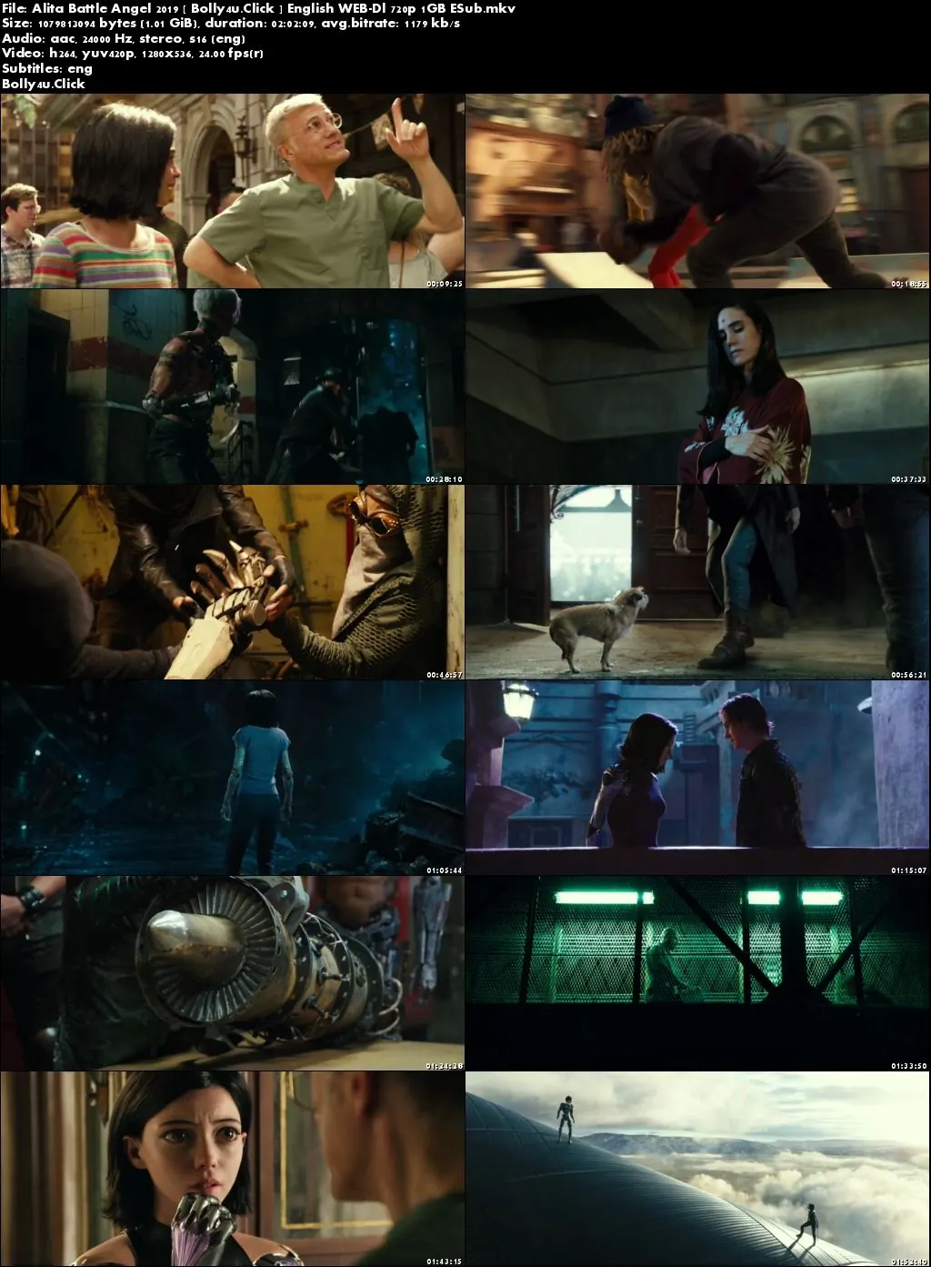 Alita Battle Angel 2019 WEB-DL 1Gb English 720p ESub Download