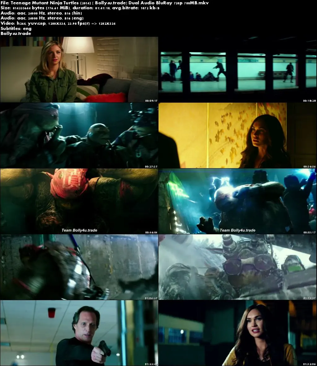 Teenage Mutant Ninja Turtles 2014 BRRip 750Mb Hindi Dual Audio 720p Download