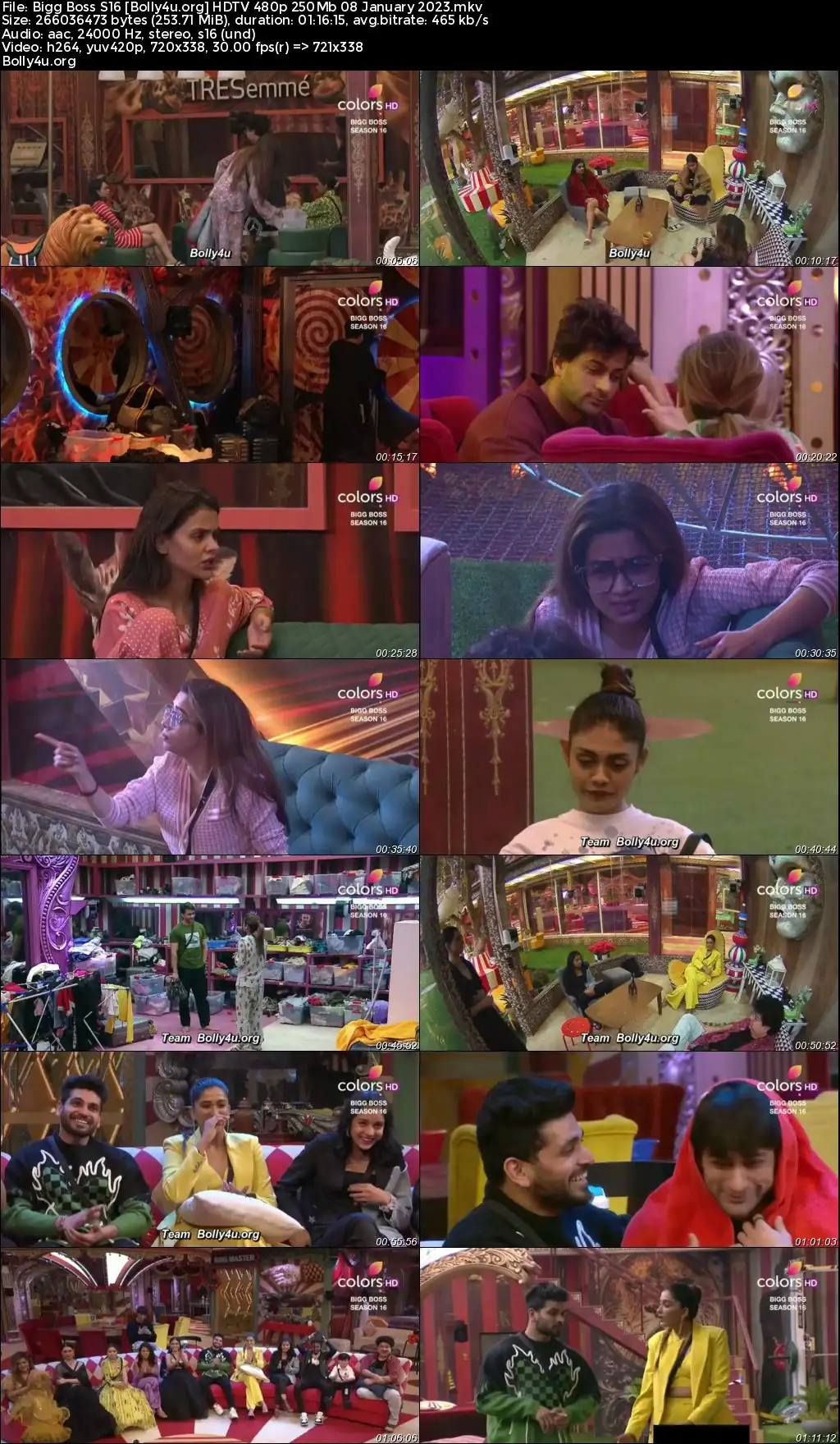 Bigg Boss S16 HDTV 480p 250Mb 08 January 2023 Download