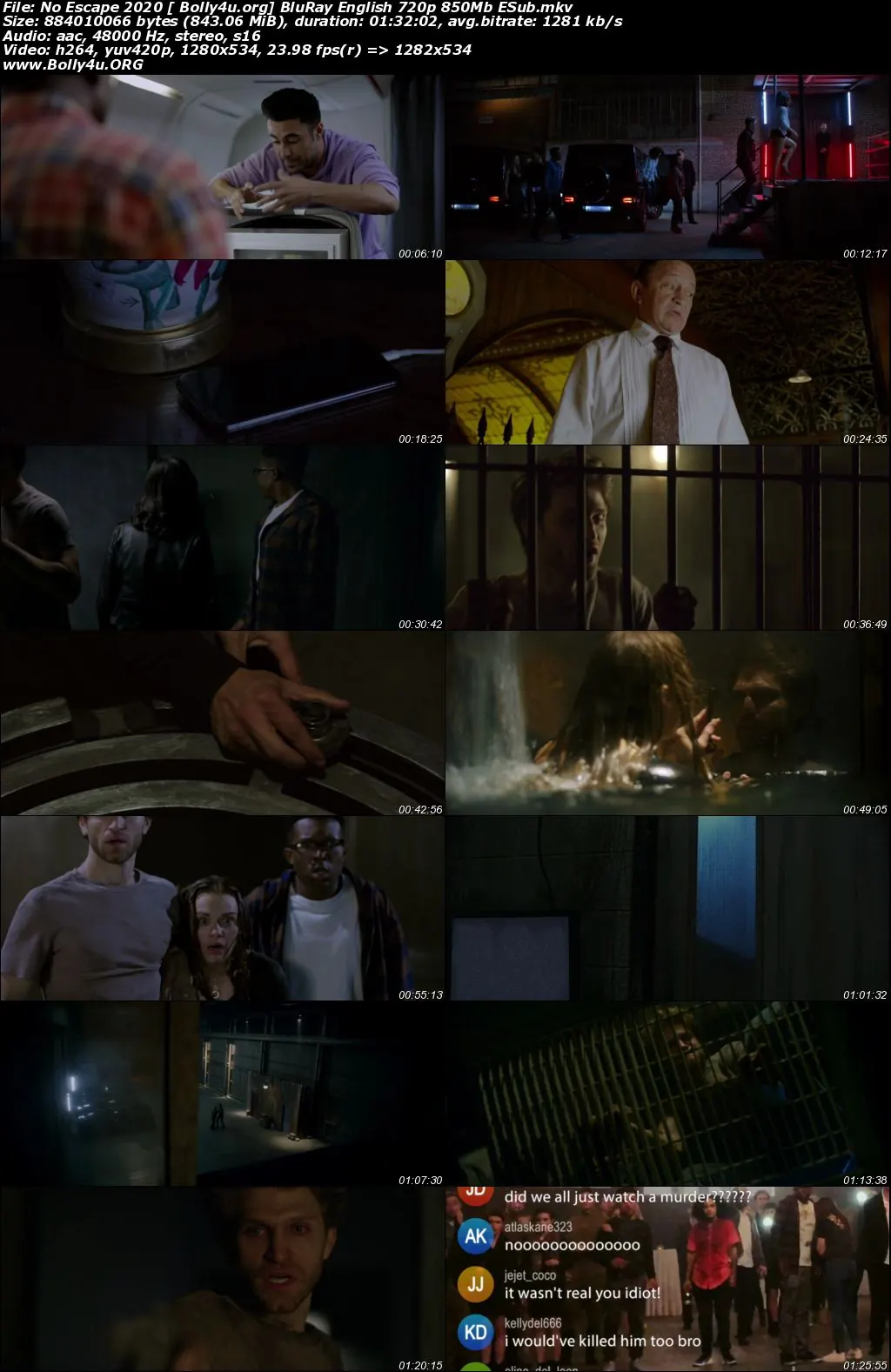 No Escape 2020 BluRay 300Mb English 480p ESub Download