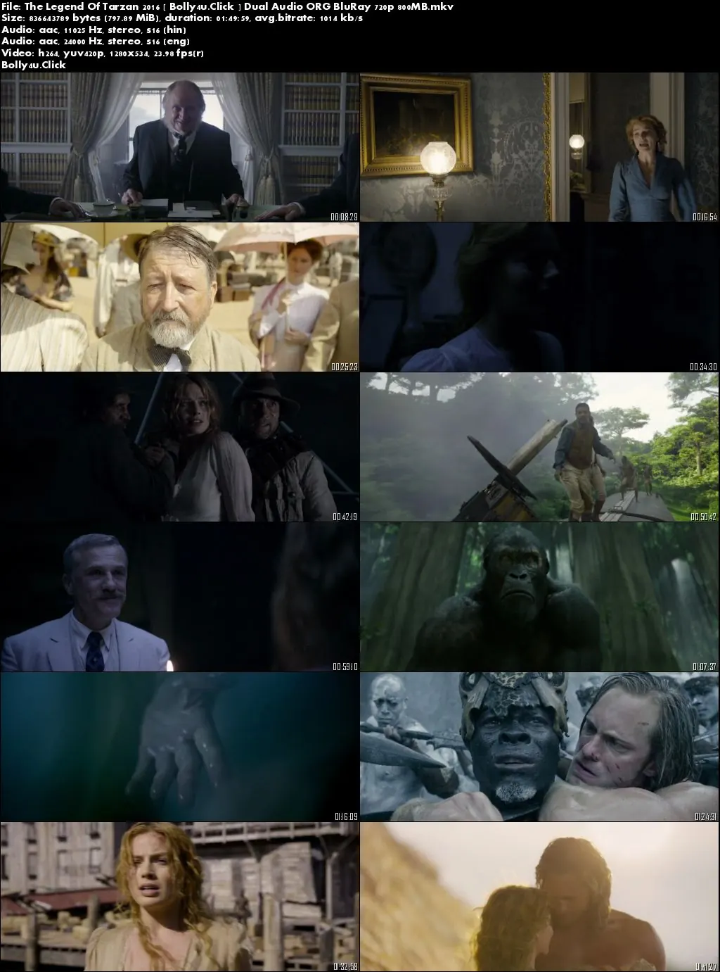 The Legend Of Tarzan 2016 BluRay 800MB Hindi Dual Audio ORG 720p Download
