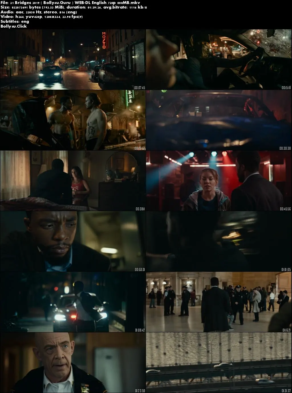 21 Bridges 2019 WEB-DL 800Mb English 720p ESub Download