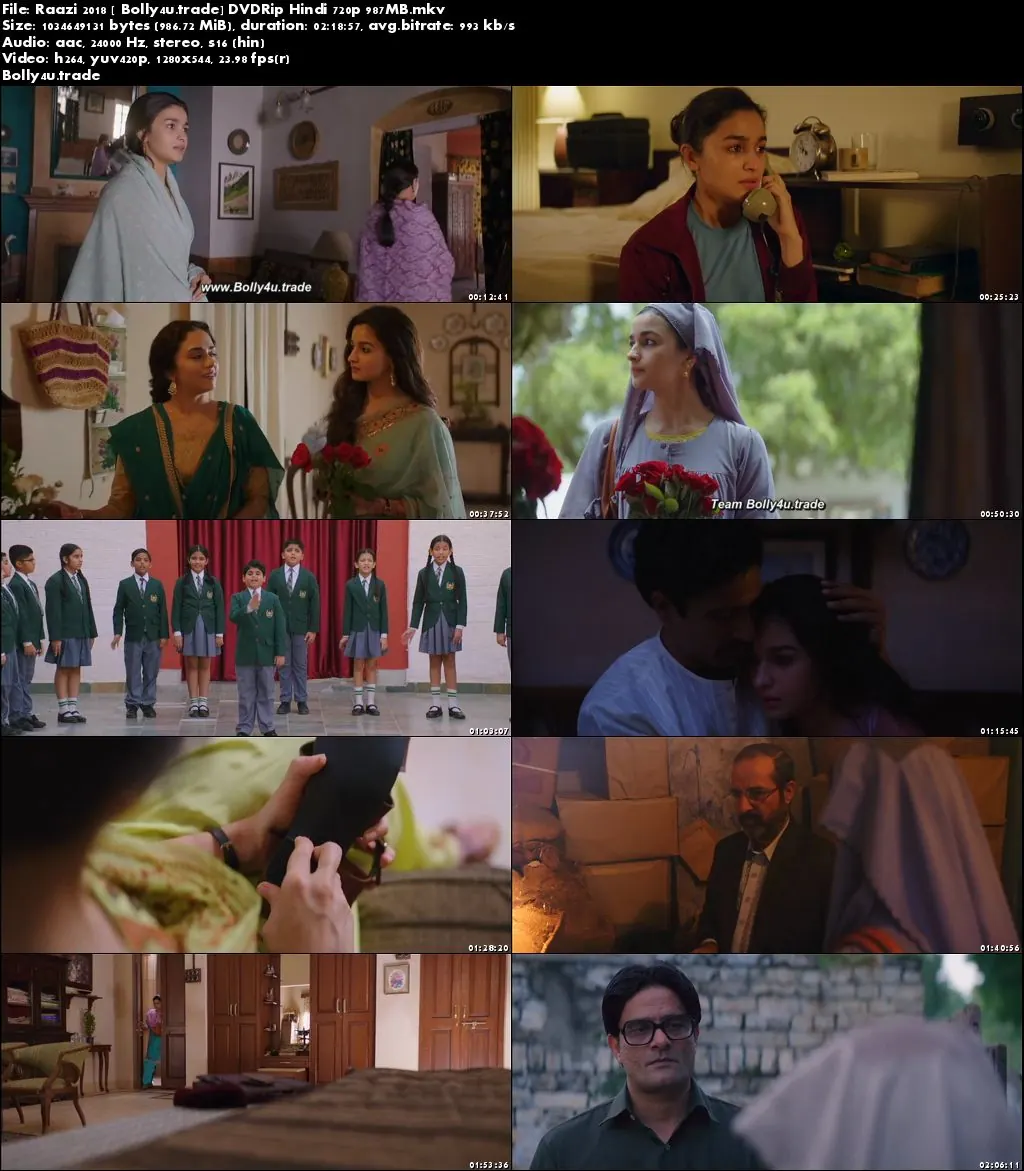 Raazi 2018 DVDRip 400Mb Full Hindi Movie Download 480p
