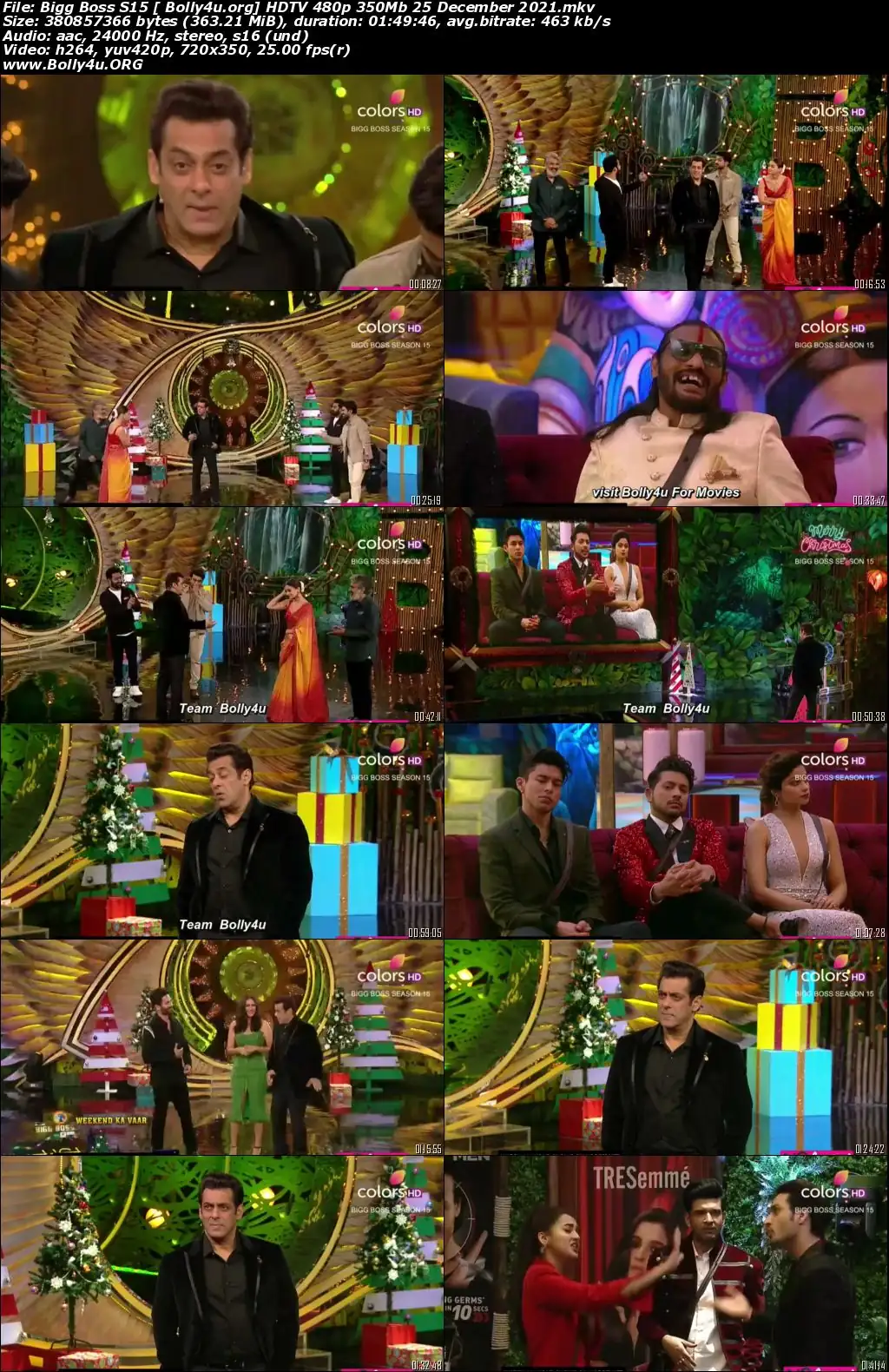 Bigg Boss S15 HDTV 480p 350Mb 25 December 2021 Download