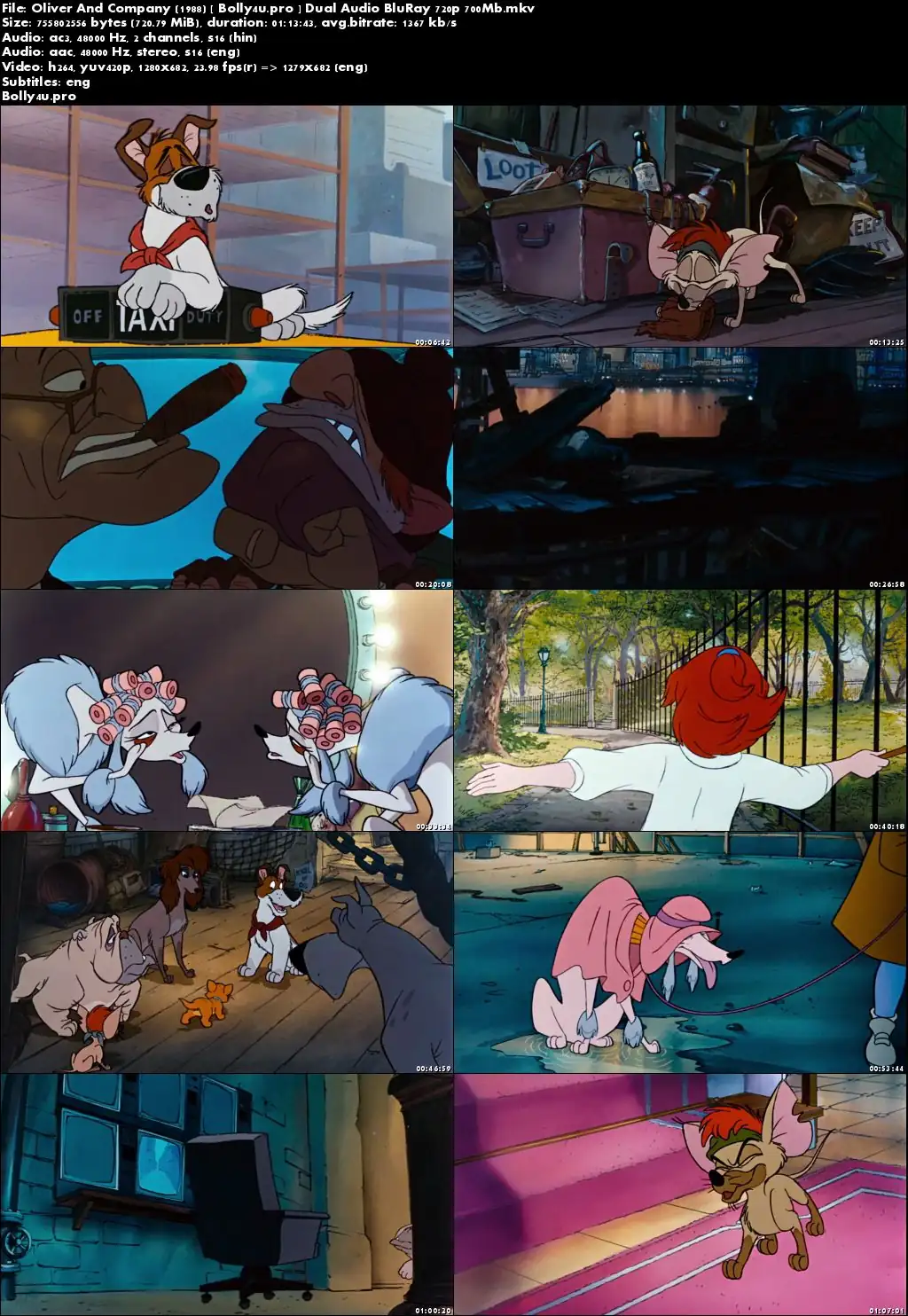Oliver And Company 1988 BluRay 250Mb Hindi Dual Audio 480p ESub Download