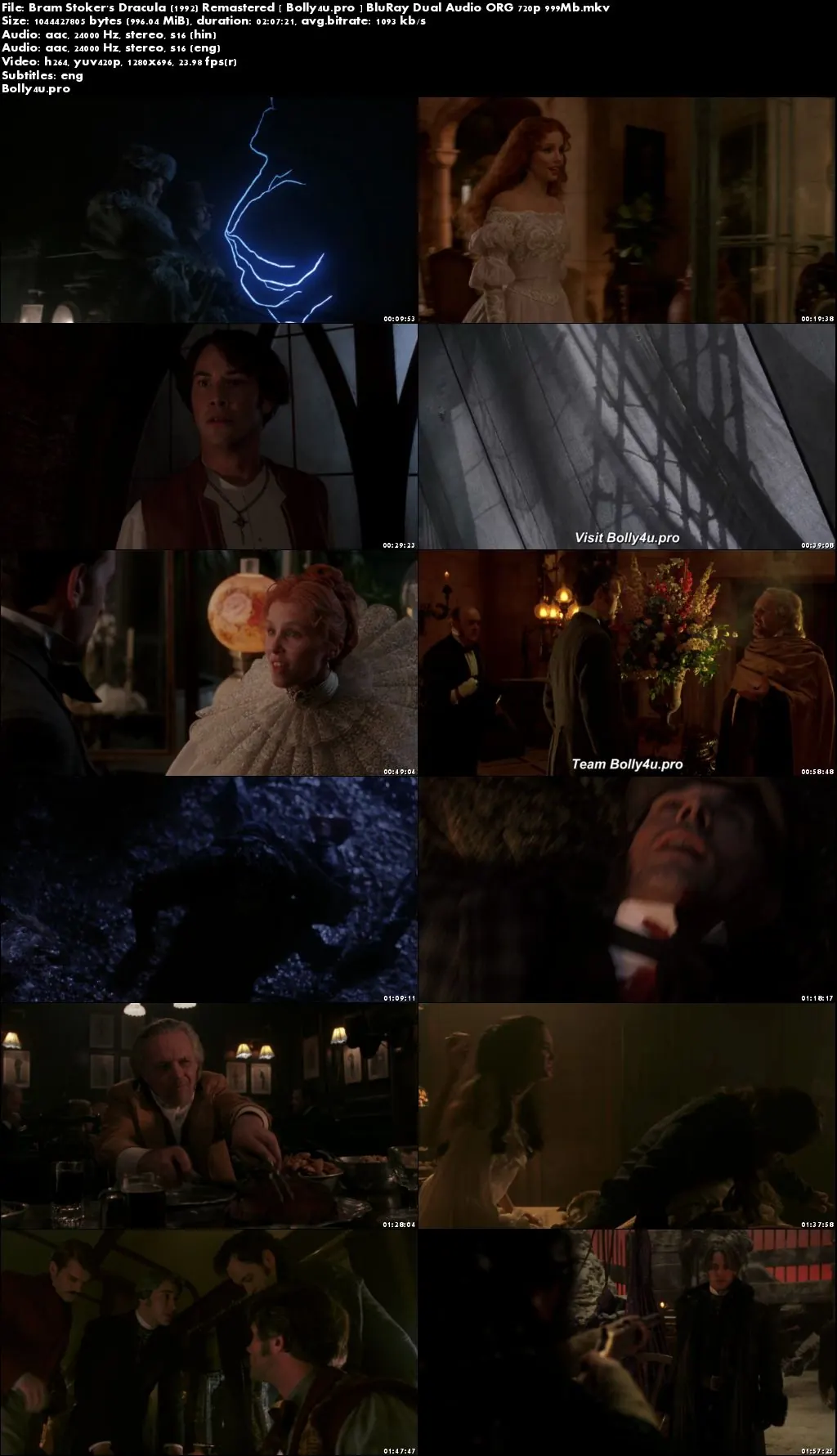 Bram Stokers Dracula 1992 BRRip 999MB Hindi Dual Audio ORG 720p Download