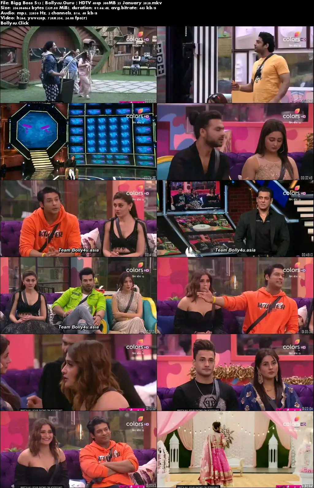 Bigg Boss S13 HDTV 480p 300MB 25 January 2020 Download