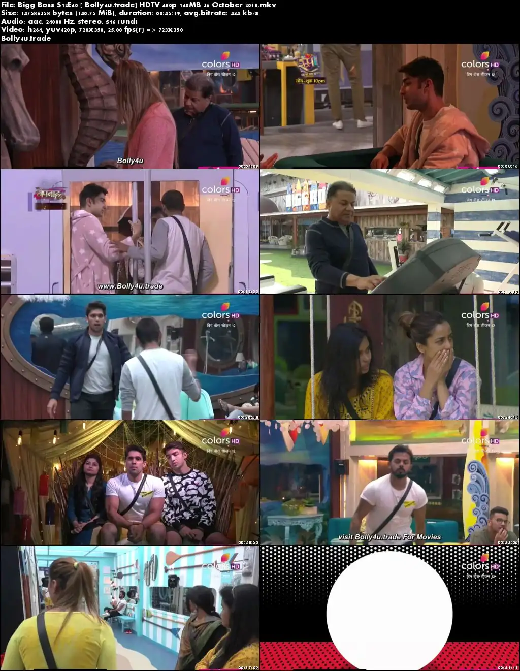 Bigg Boss S12E40 HDTV 480p 140MB 26 October 2018 Download Bigg Boss S12E40 HDTV 480p 140MB 26 October 2018 Download