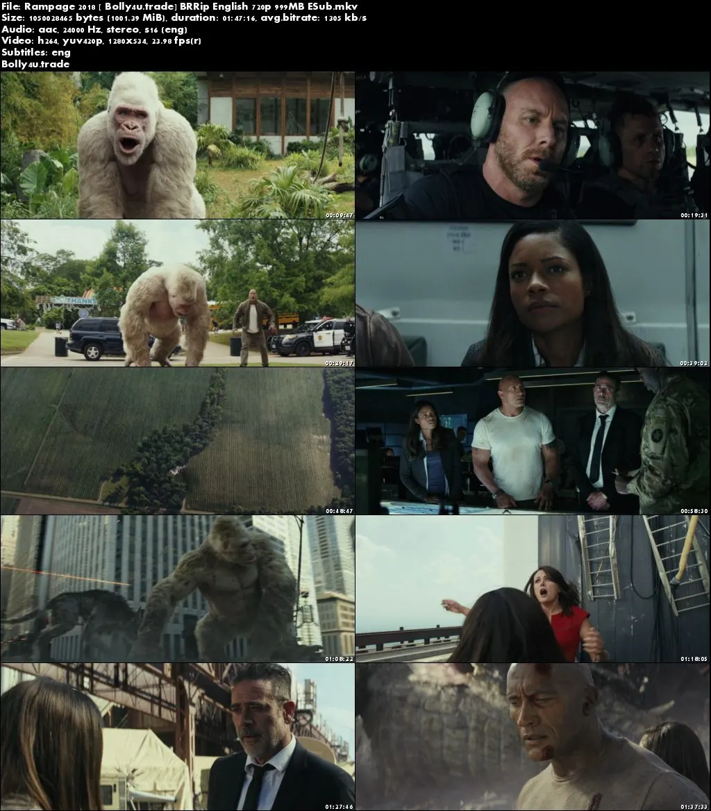 Rampage 2018 BRRip 999MB English 720p ESub Download