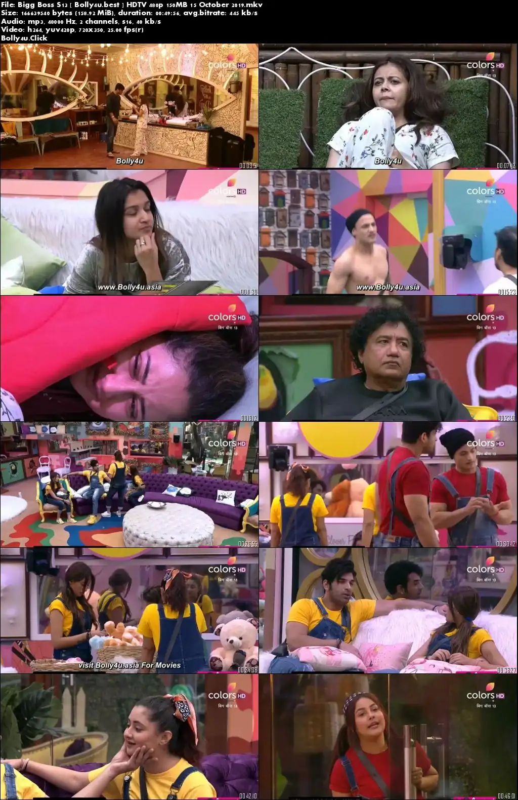 Bigg Boss S13 HDTV 480p 150MB 15 October 2019 Download