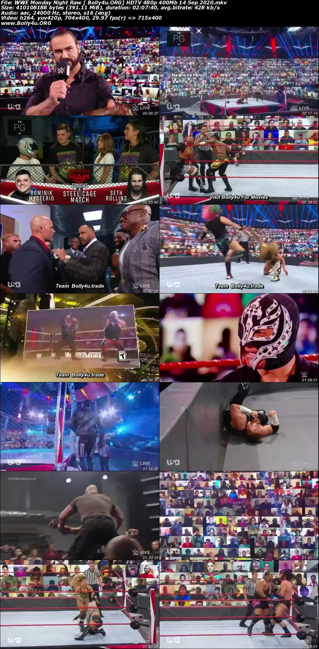 WWE Monday Night Raw HDTV 480p 400Mb 14 Sep 2020 Download