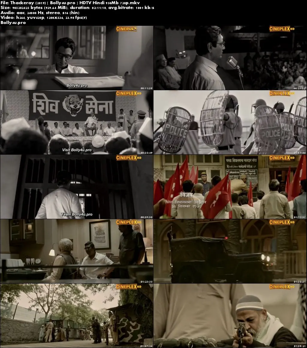 Thackeray 2019 HDTV 350Mb Full Hindi Movie Download 480p